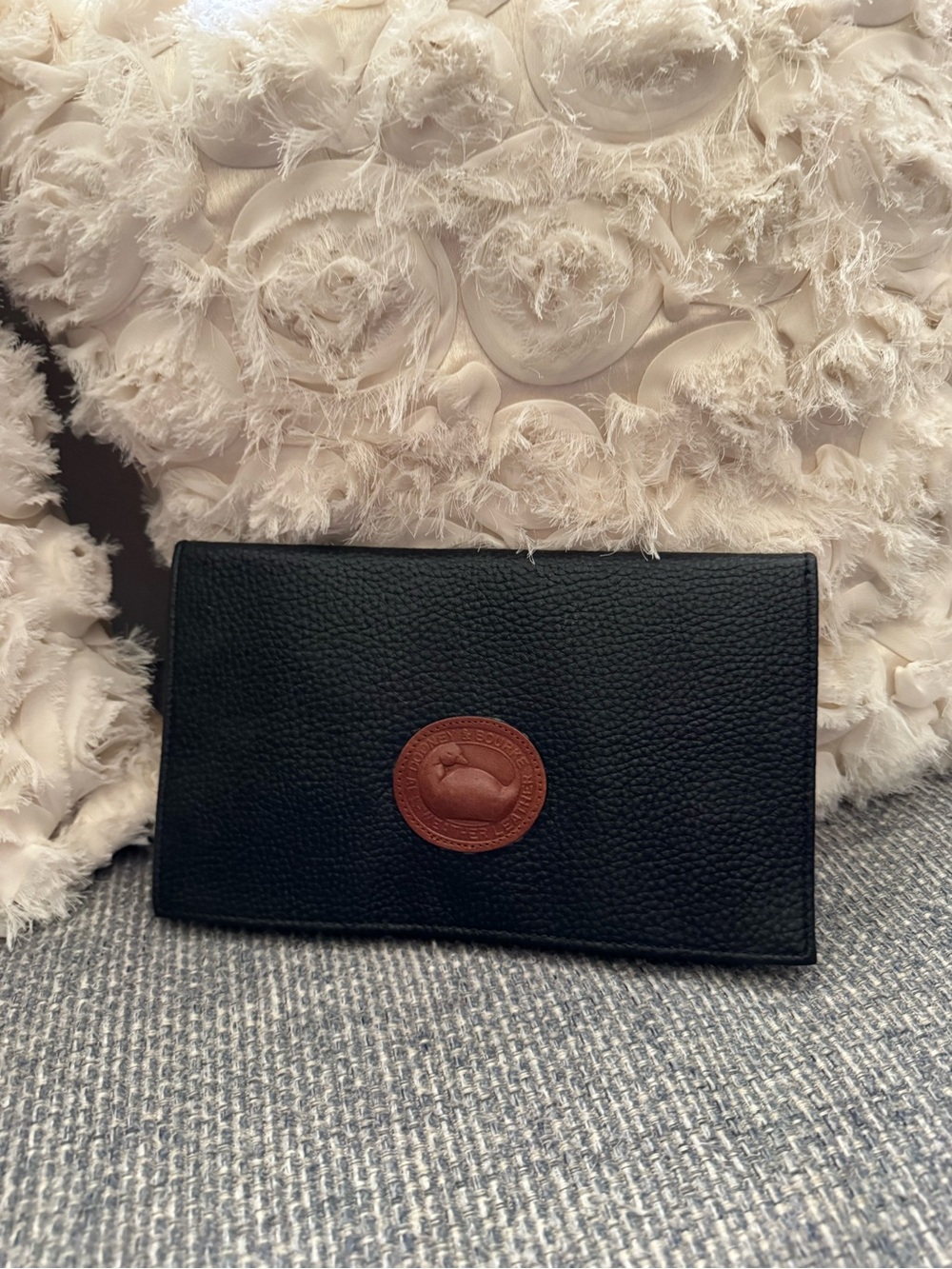 Vintage Dooney and Bourke Black Pebbled Leather Checkbook Wallet and Coin Clutch - Picture 2 of 8